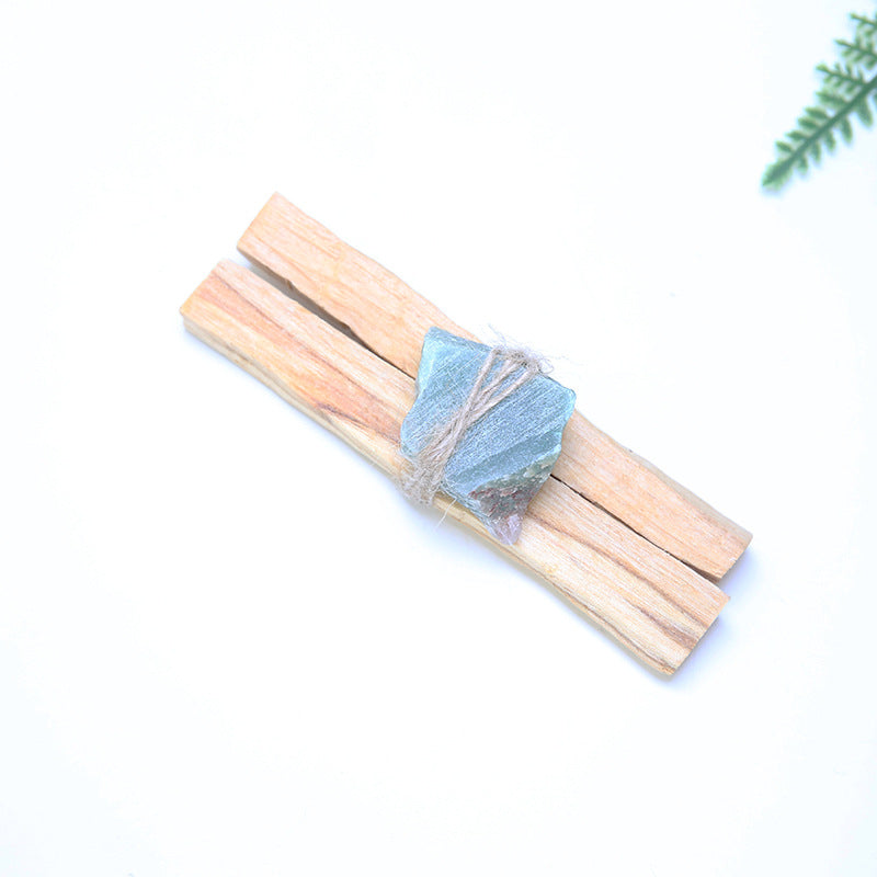 Buddha Stones Natural Palo Santo Pink Crystal Amethyst Black Obsidian Crystal Purify Altar Set Spiritual Supplies Incense BS Palo Santo&Green Aventurine
