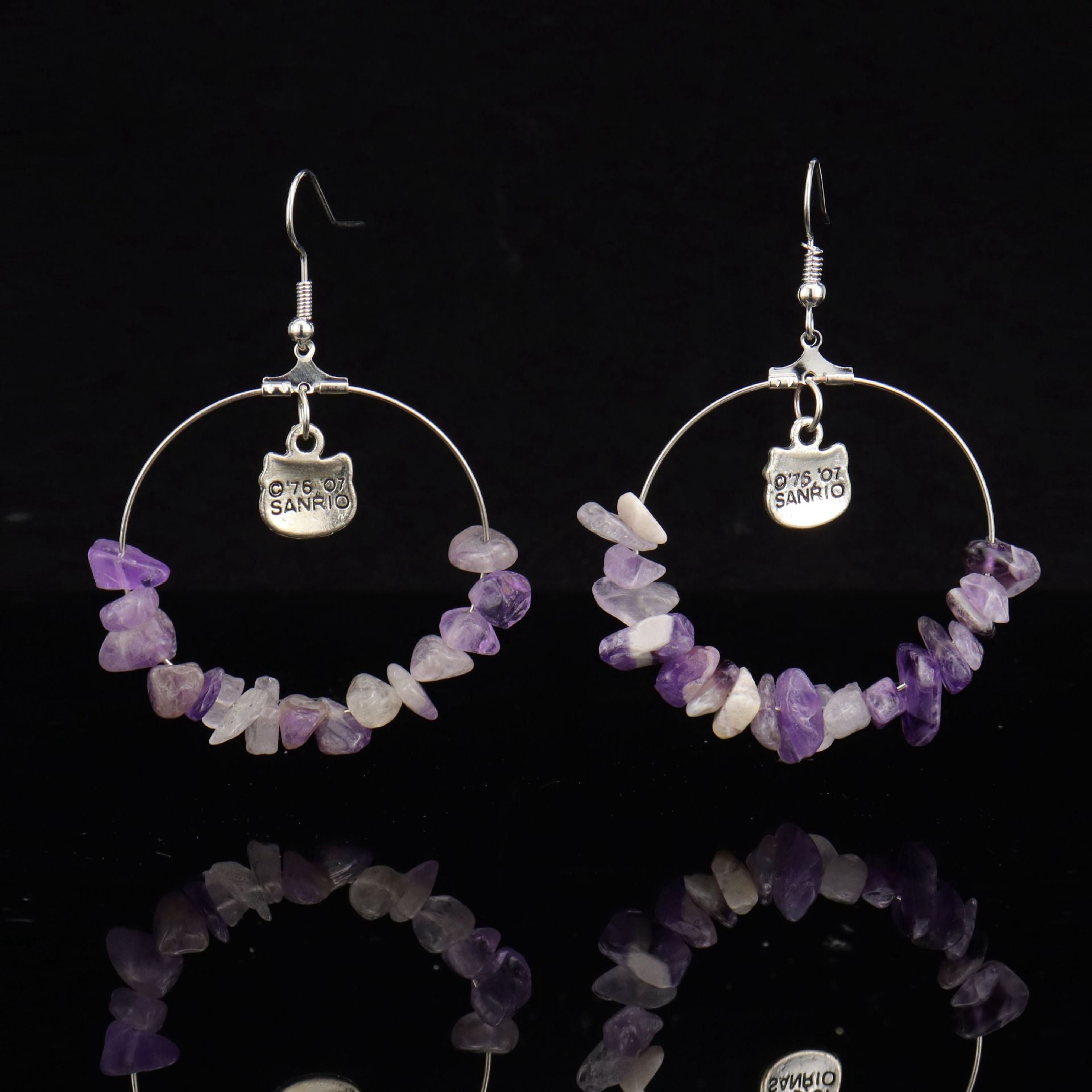 Natural Stone Hoop Earrings