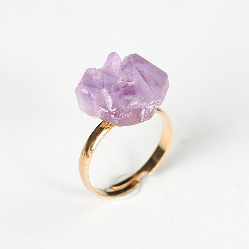 Natural Amethyst Rose Carving Crystal Ring