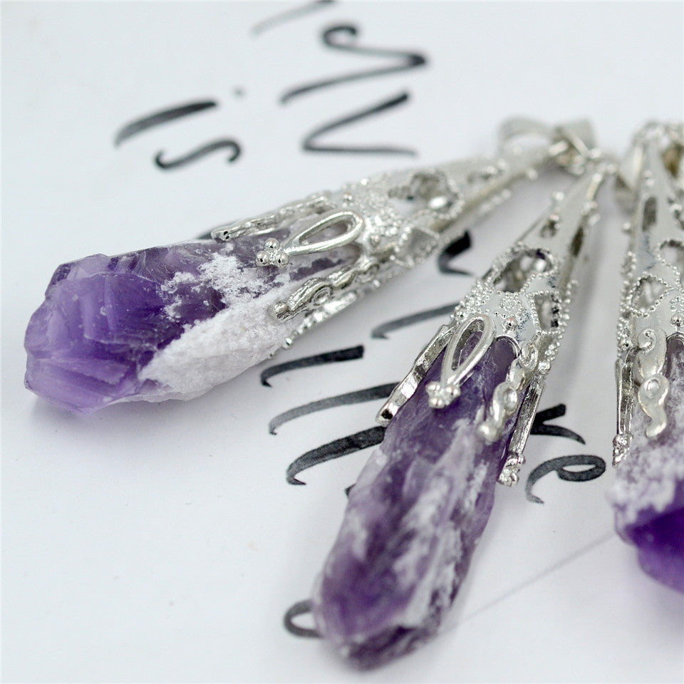 Natural amethyst crystal pendulum pendant