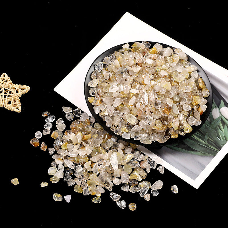 Natural Golden Rutilated Quartz Demagnetizing Stone – 3–9mm