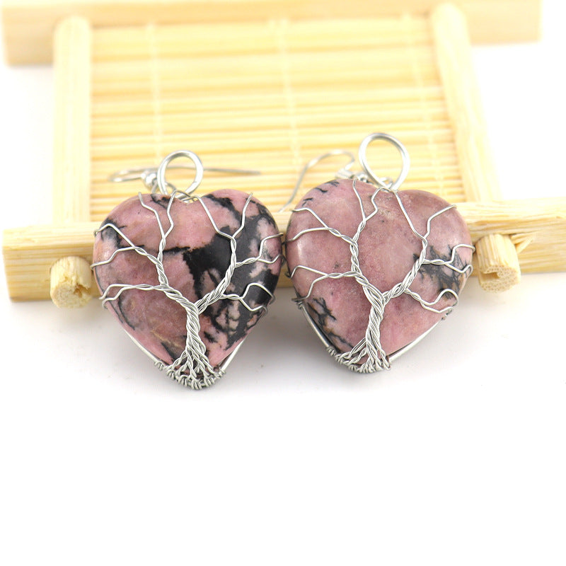 Raw Crystal Heart Earrings E34