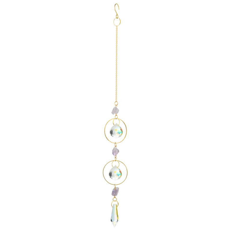Amethyst Sun & Moon Sun Catcher – Celestial Window Decor