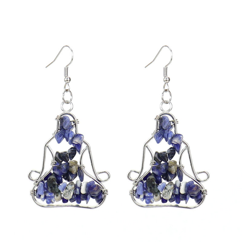 Yoga Figure Crystal Earrings – Handmade Amethyst & Agate Dangle (E14)