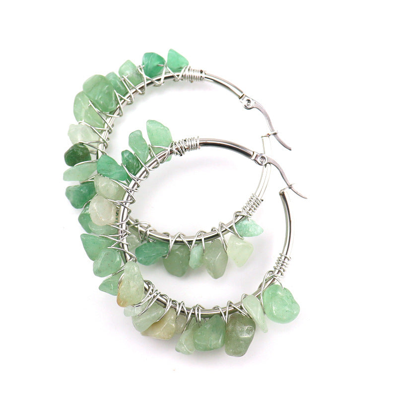Raw Crystal Hoop Earrings E32