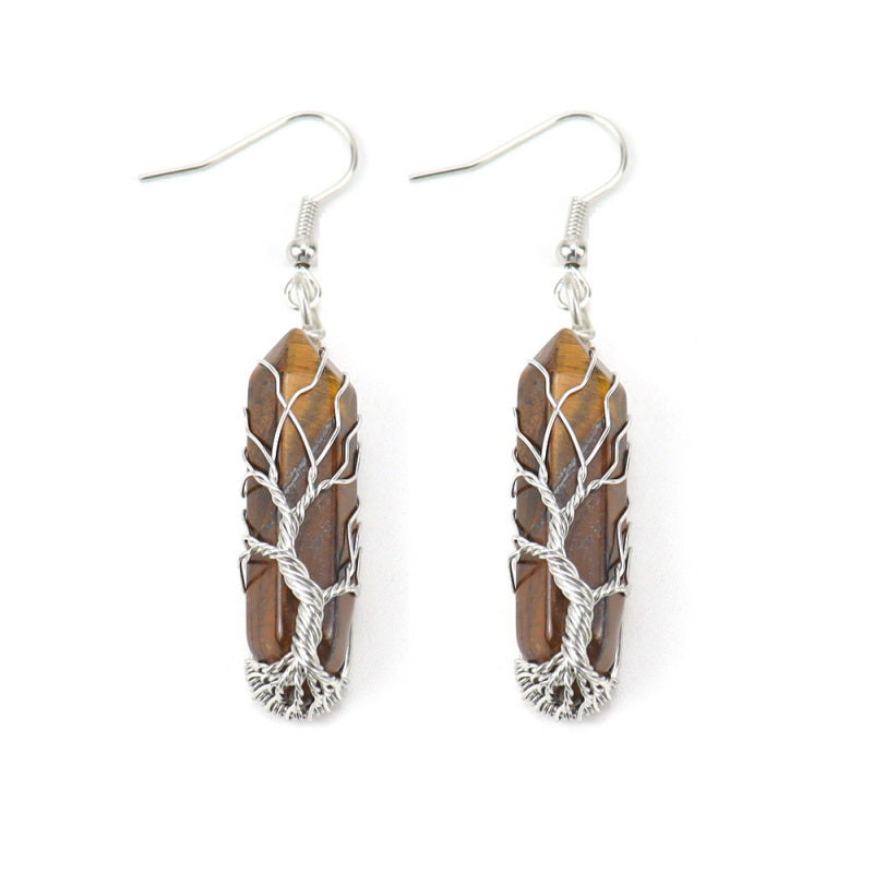 Tree of Life Amethyst Crystal Earrings – Handwrapped Healing Jewelry