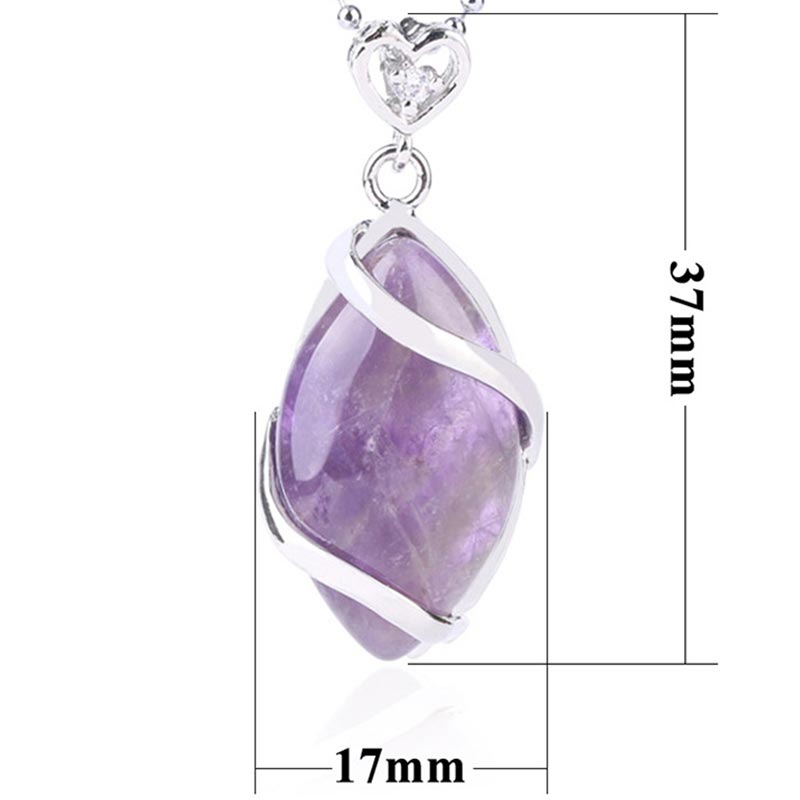 Buddha Stones Marquise Pattern Natural Crystal Stone Charm Necklace Pendant Necklaces & Pendants BS 29