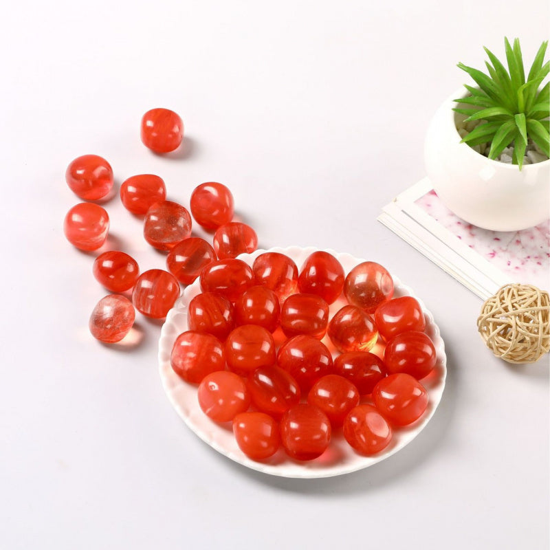 Large Red Quartz Tumbled Stones – 1–3cm Healing Crystals