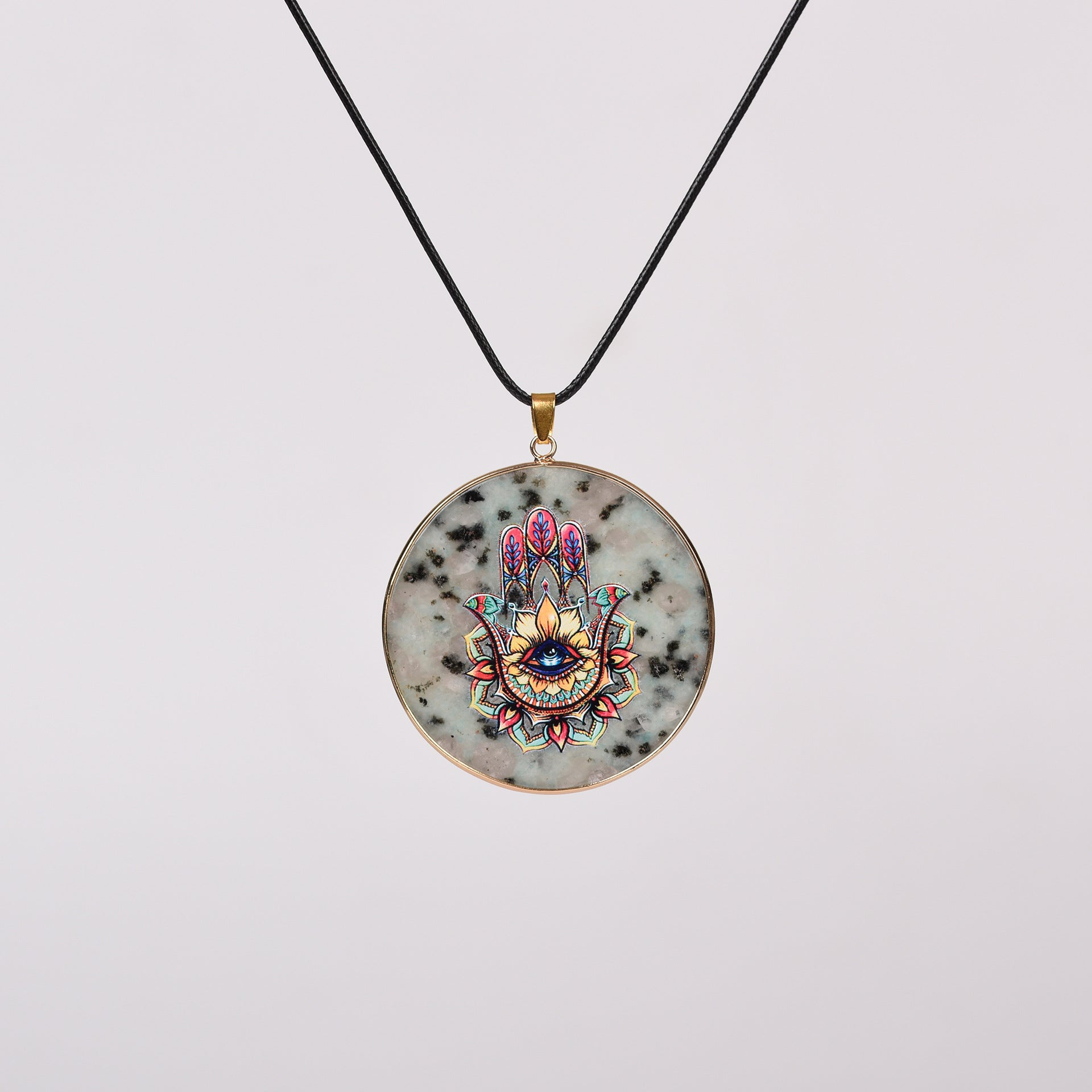 Painted Natural Crystal Pendant Necklace – Totem & Stone Series
