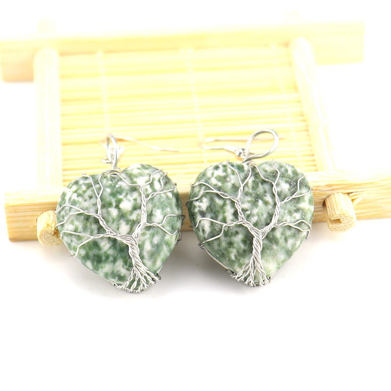 Raw Crystal Heart Earrings E34