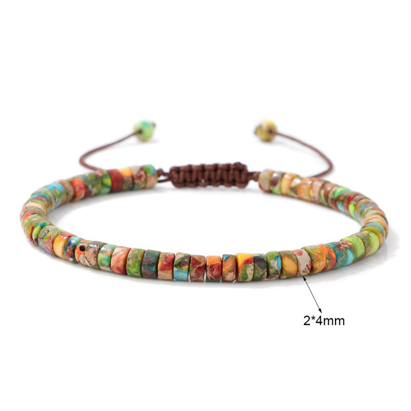 Vintage Emperor Stone Bracelet - 2x4mm Beads, Adjustable Fit