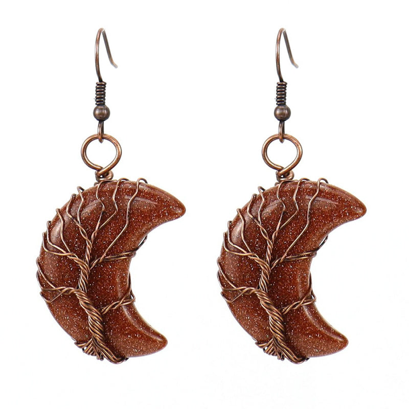 Raw Crystal Moon Earrings
