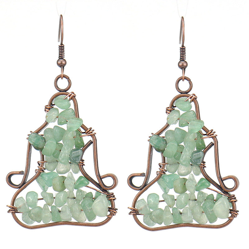 Amethyst Meditation Earrings – Yoga Figure Crystal Dangle (E15)