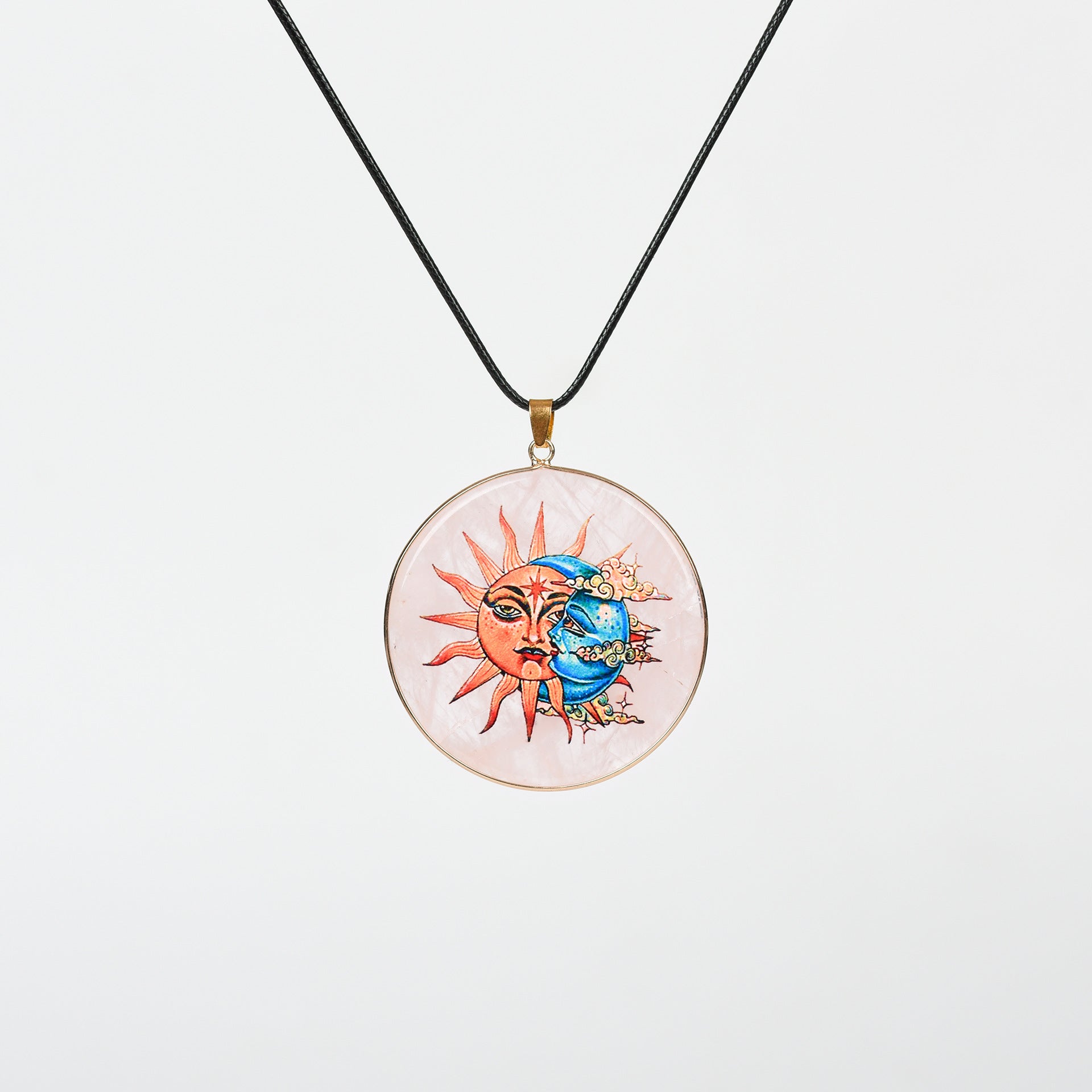 Painted Natural Crystal Pendant Necklace – Totem & Stone Series