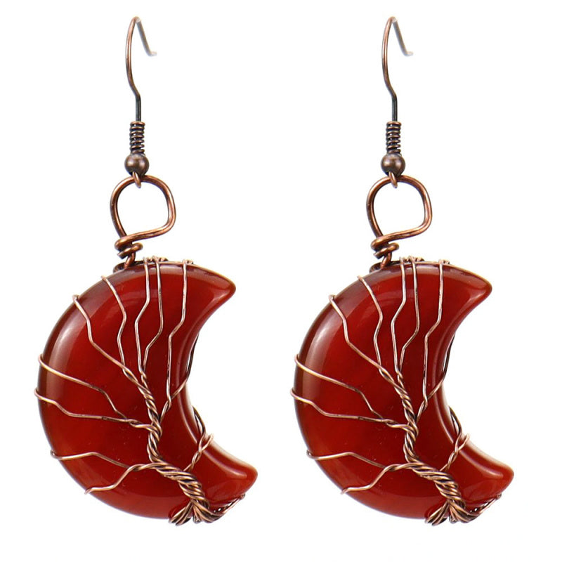 Raw Crystal Moon Earrings
