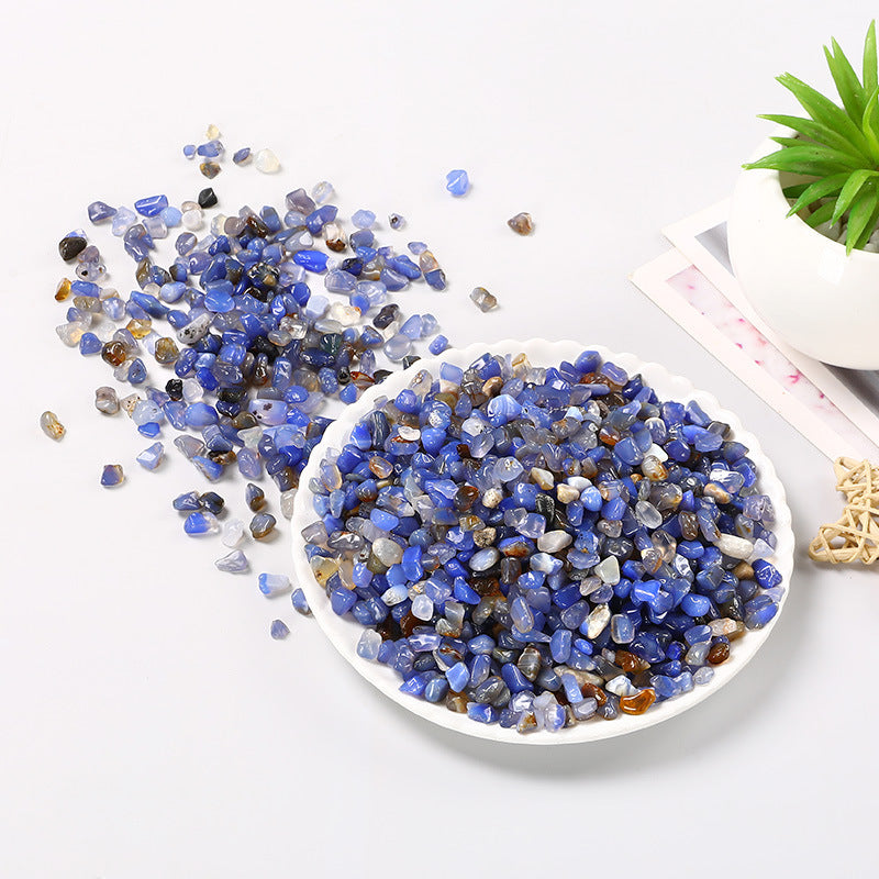 Blue Agate Crystal Chips – 5–7mm Natural Tumbled Cleansing Stones