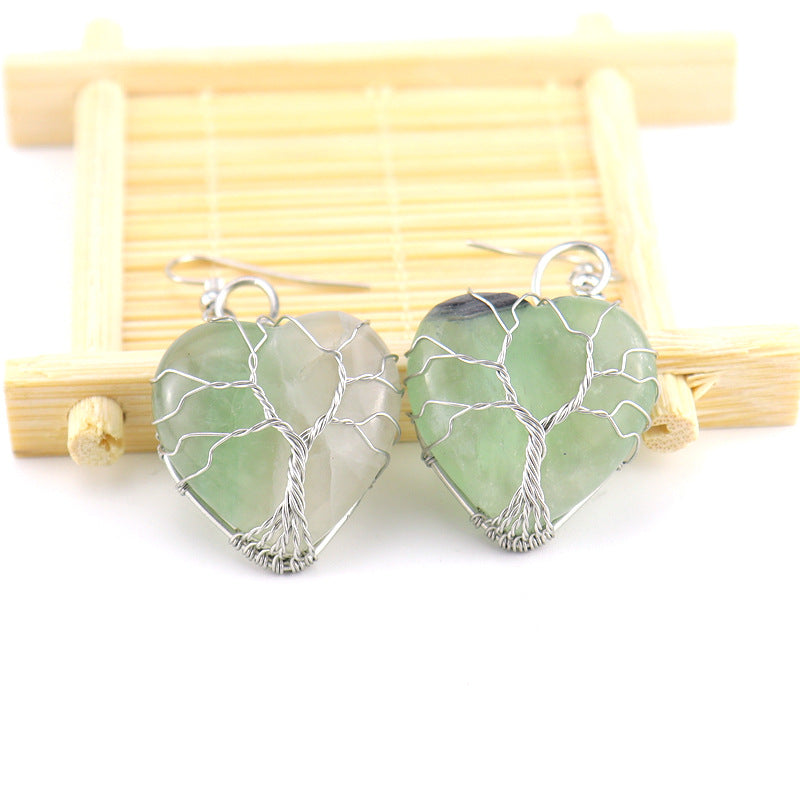 Raw Crystal Heart Earrings E34