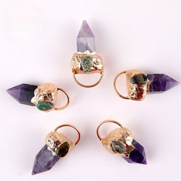 Natural Amethyst Crystal Wand Pendant – Raw Single Point