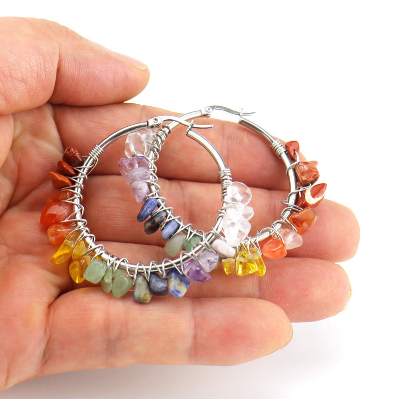 Raw Crystal Hoop Earrings E32