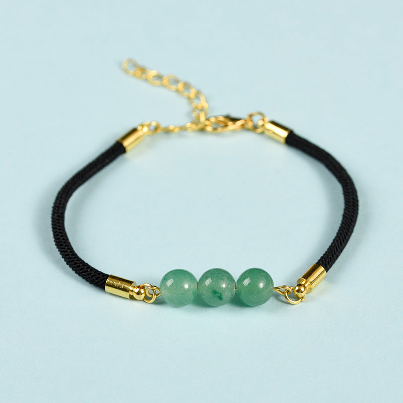 3-Lives Luck Bead Bracelet with Black Cord