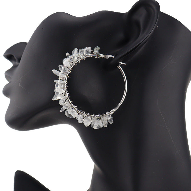 Raw Crystal Hoop Earrings E32