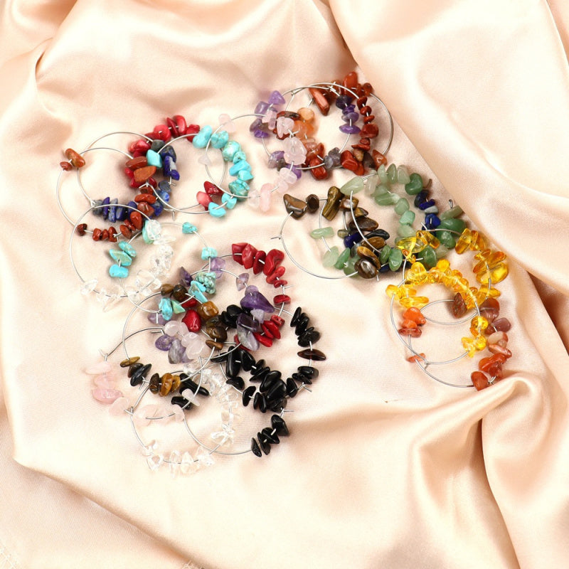 Raw Crystal Hoop Earrings - Boho Chunky Handmade Style