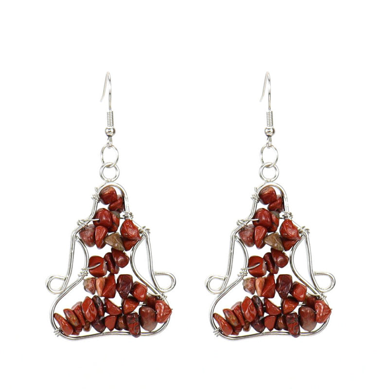 Yoga Figure Crystal Earrings – Handmade Amethyst & Agate Dangle (E14)