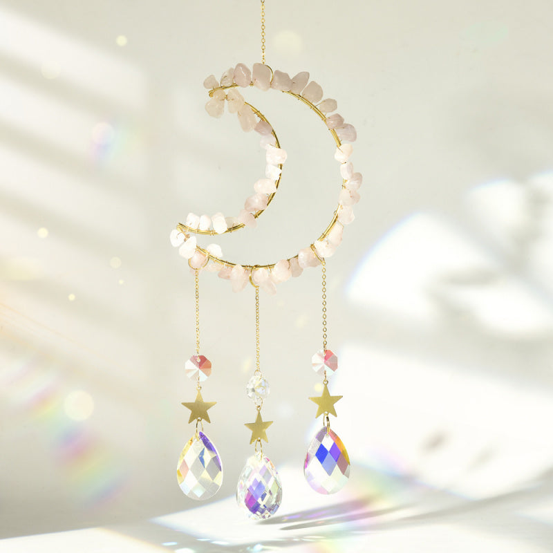 Crystal Chip Moon Sun Catcher – Rainbow Window Decor