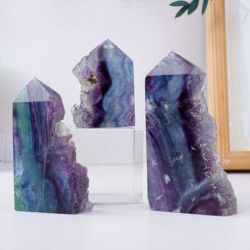 Natural Rainbow Fluorite Tower – Single-Terminated 4-Facet Crystal Point