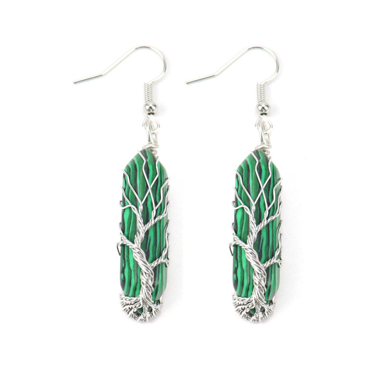 Tree of Life Amethyst Crystal Earrings – Handwrapped Healing Jewelry