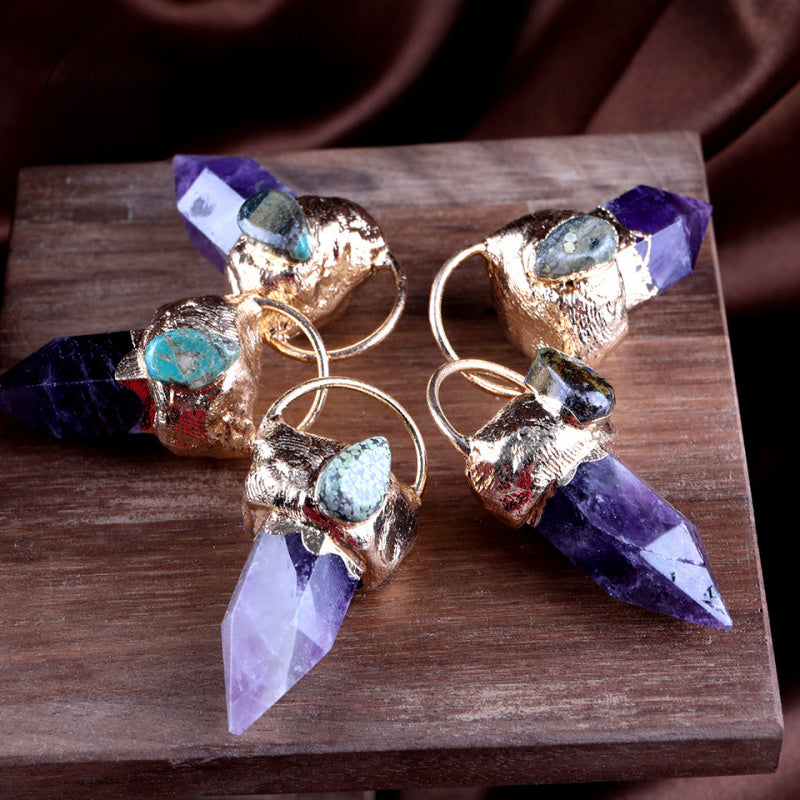 Natural Amethyst Crystal Wand Pendant – Raw Single Point