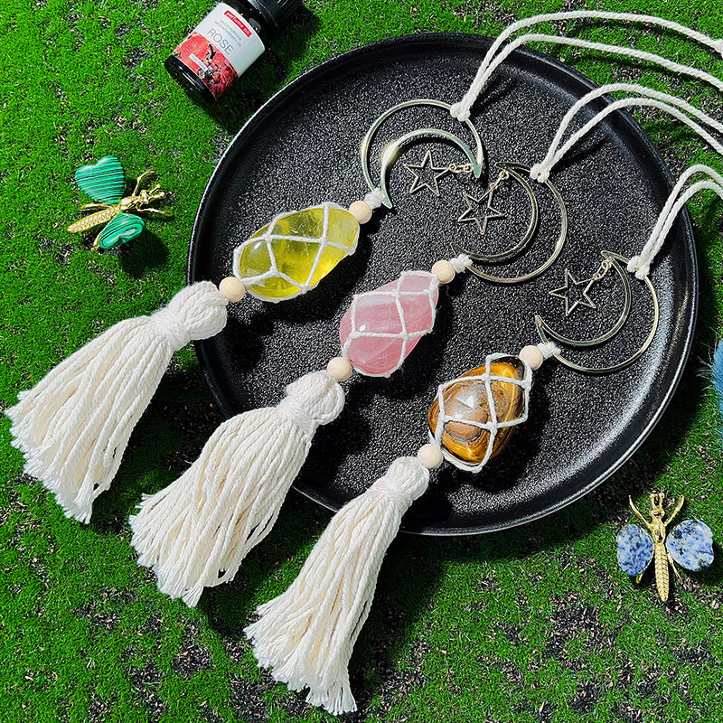 Triple Crystal Car Charm - Amethyst, Titrine & Rose Quartz (35cm)