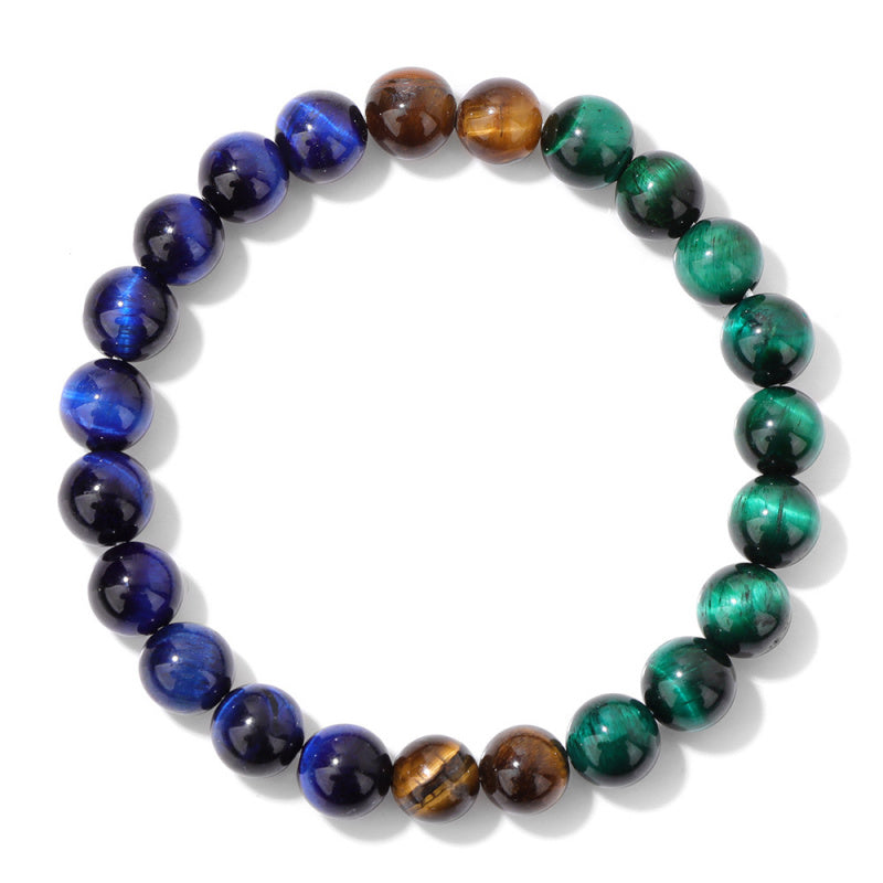 Tiger Eye Bracelet – 8mm Beads, Peacock-Inspired, Business Gift