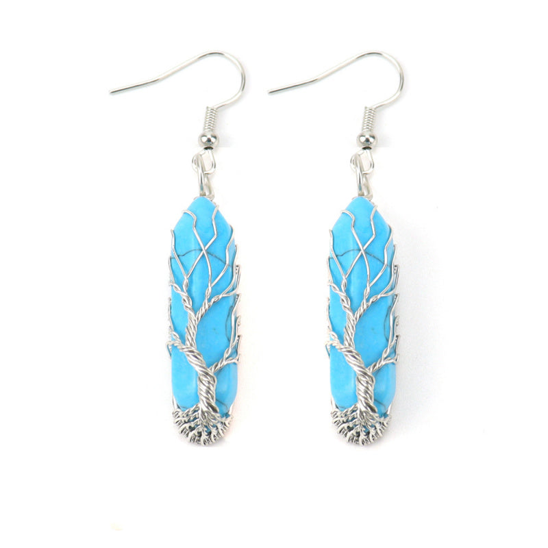 Tree of Life Amethyst Crystal Earrings – Handwrapped Healing Jewelry