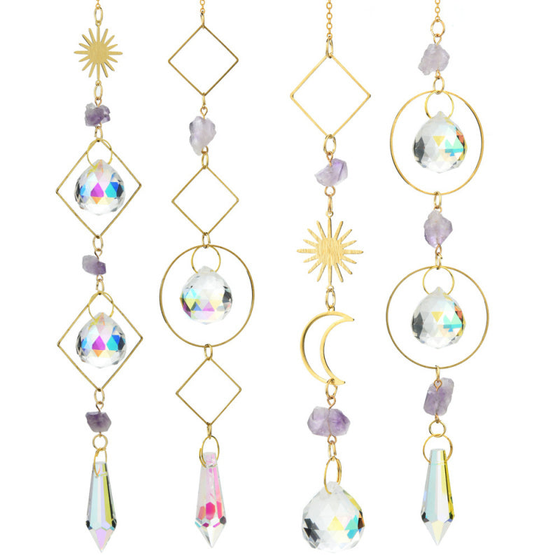 Amethyst Sun & Moon Sun Catcher – Celestial Window Decor