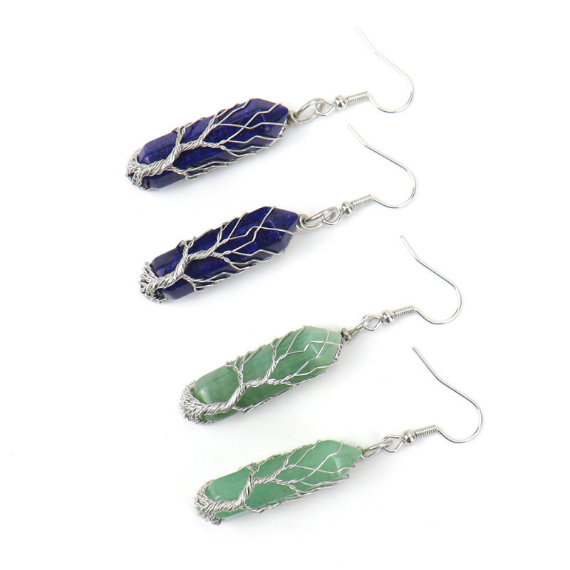 Tree of Life Amethyst Crystal Earrings – Handwrapped Healing Jewelry
