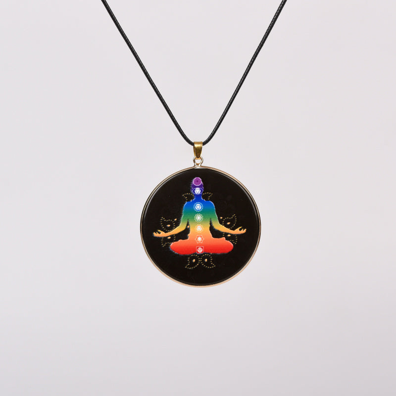 Painted Natural Crystal Pendant Necklace – Totem & Stone Series