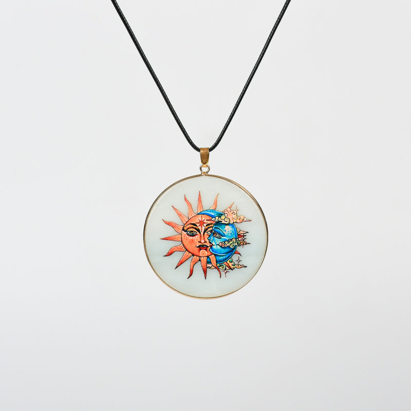 Painted Natural Crystal Pendant Necklace – Totem & Stone Series