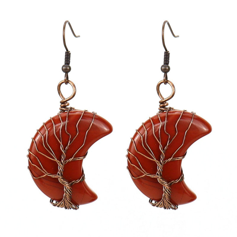 Raw Crystal Moon Earrings