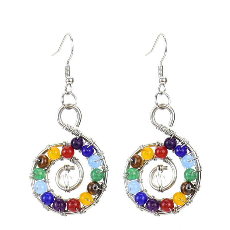 Handmade Rainbow Crystal Bead Seashell Earrings E12