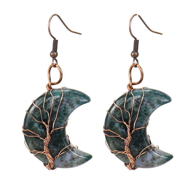 Raw Crystal Moon Earrings