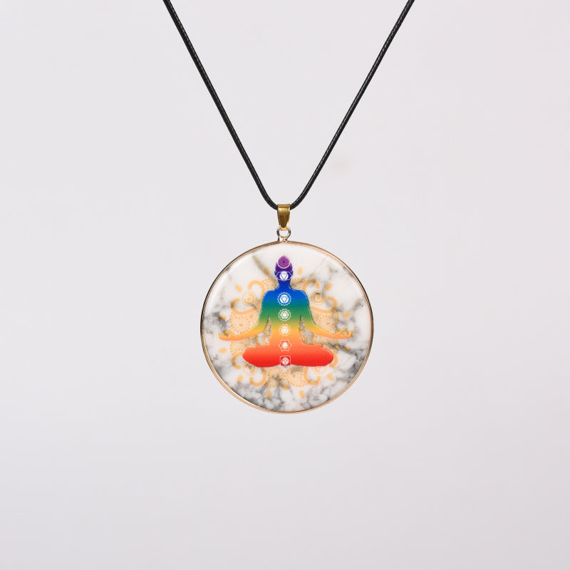 Painted Natural Crystal Pendant Necklace – Totem & Stone Series