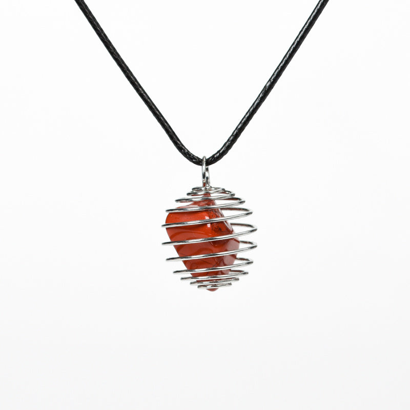 Wire-Wrapped Raw Crystal Pendant Necklace