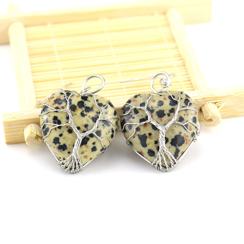 Raw Crystal Heart Earrings E34