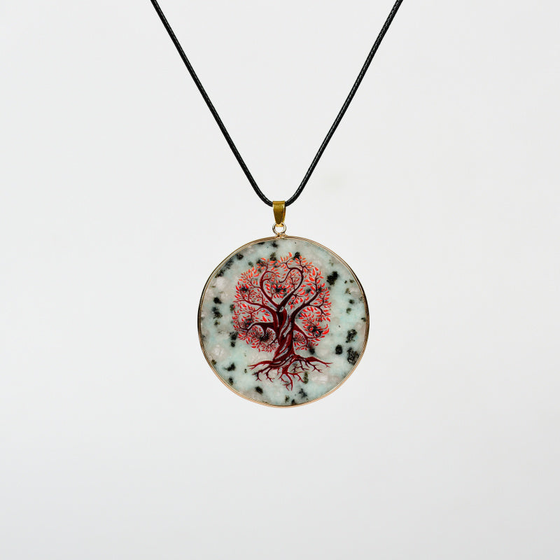 Painted Natural Crystal Pendant Necklace – Totem & Stone Series
