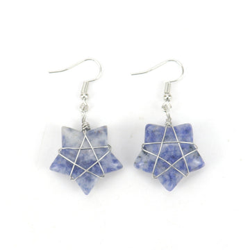 Tiger Eye Star Crystal Earrings – Handwrapped Stone Studs (E44)