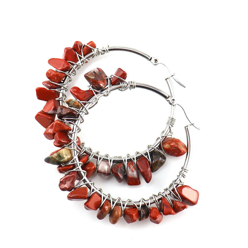 Raw Crystal Hoop Earrings E32