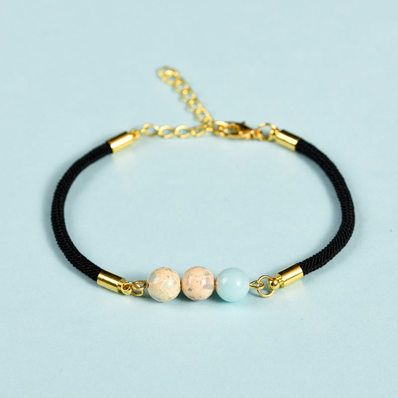 3-Lives Luck Bead Bracelet with Black Cord