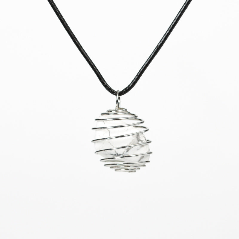 Wire-Wrapped Raw Crystal Pendant Necklace