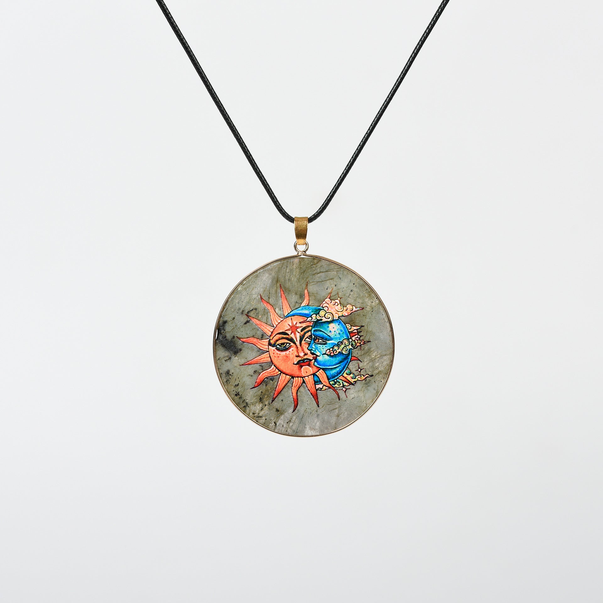 Painted Natural Crystal Pendant Necklace – Totem & Stone Series